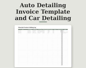 Factura de detallado móvil en Excel y Google Sheets, hoja de presupuesto de lavado de autos, registro de facturación de detallado de autos, plantilla de recibo de detallado de autos