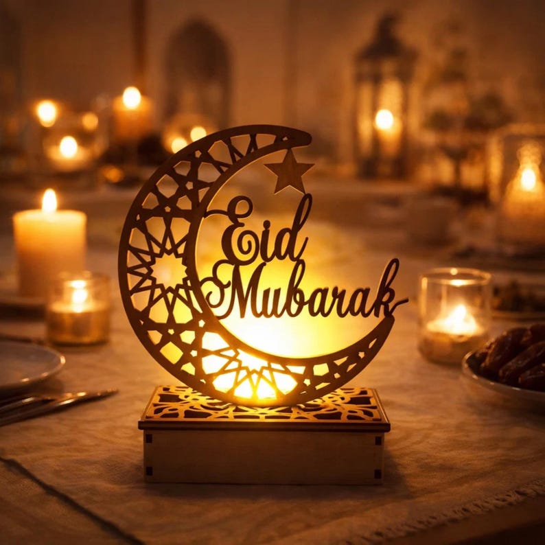 Eid Mubarak LED Crescent Light – Islamic Home Decor – Ramadan ...