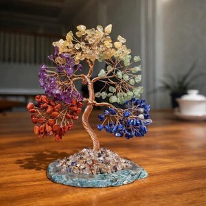 Gemstone Tree – Natural Stone Chips Copper wire art, Spiritual Home & Meditation Décor