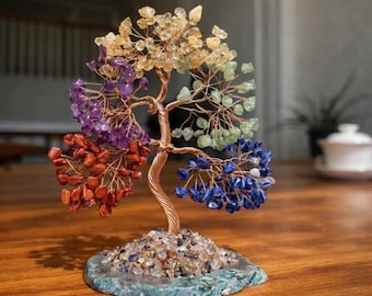 Gemstone Tree – Natural Stone Chips Copper wire art, Spiritual Home & Meditation Décor