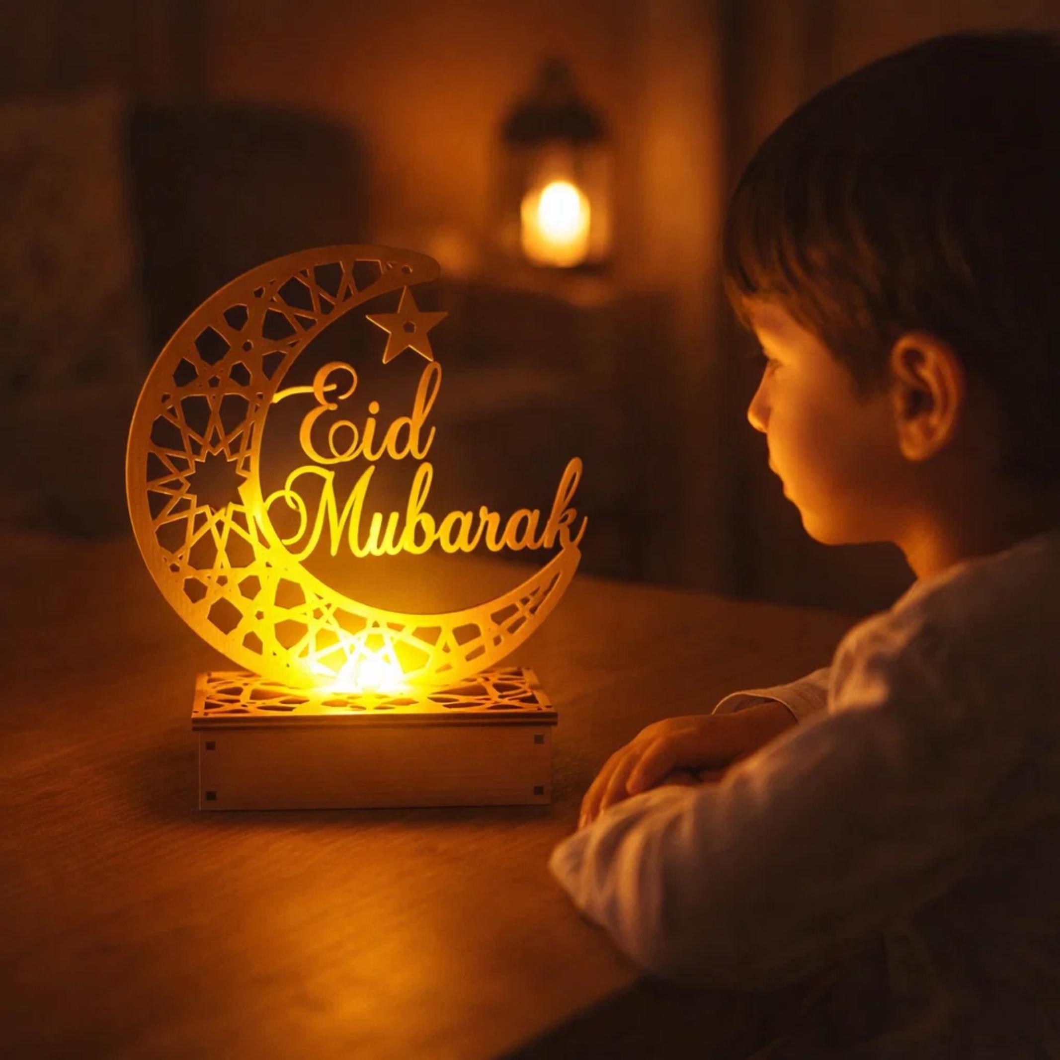 Eid Mubarak LED Crescent Light – Islamic Home Decor – Ramadan ...