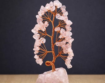 Rose Quartz Gemstone Tree – Soft Artisan Desk Decor