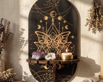 Expositor de cristal - Estante de pared pequeño de bruja - Candelabro místico