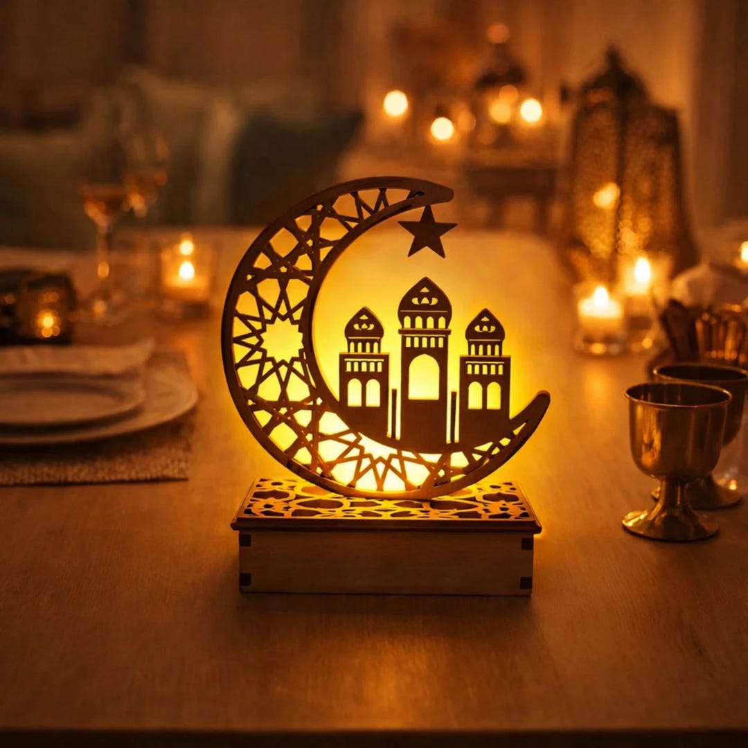 Eid Mubarak LED Crescent Light – Islamic Home Decor – Ramadan ...