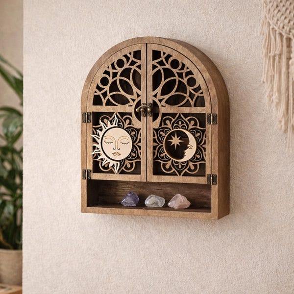 Crystal Display Cabinet Sun Moon Small Wall Organizer