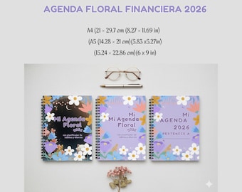 2026 Printable and Editable Financial Planner - Floral Planner for Personal Finance, Journal, Savings and Habits (A4, A5, 6x9)