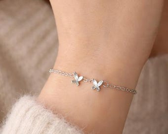 925 Sterling Silver Butterfly Bracelet Women’s Fashion Elegant Adjustable Chain Bracelet