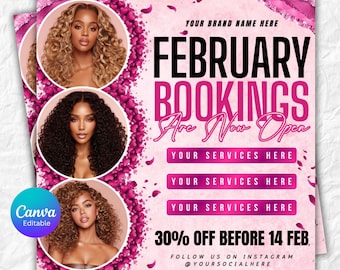 Will You Be My Client, February Booking Flyer, Valentine's Day Flyer, February Hair Flyer, February Braid Flyer, February Makeup Flyer