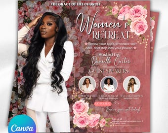 Women's Retreat Flyer, Conference Flyer, Women's Meeting, Guest Speakers Flyer, Networking Celebration Flyer, Editable Church Event Flyer
