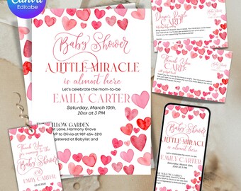 Valentines Baby Shower Invite, Bow Baby Shower Invitation Girl, Little Sweetheart Baby Shower Invitation, Love Baby Shower Theme