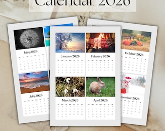 2026 Photo Calendar Template, Custom Photo Calendar, Canva Calendar Template, Canva Editable, Custom Design,Photo Frame,Photo Template