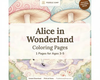 Alice in Wonderland Coloring Pages – Printable Coloring Book for Kids (23 Pages) – Instant Download