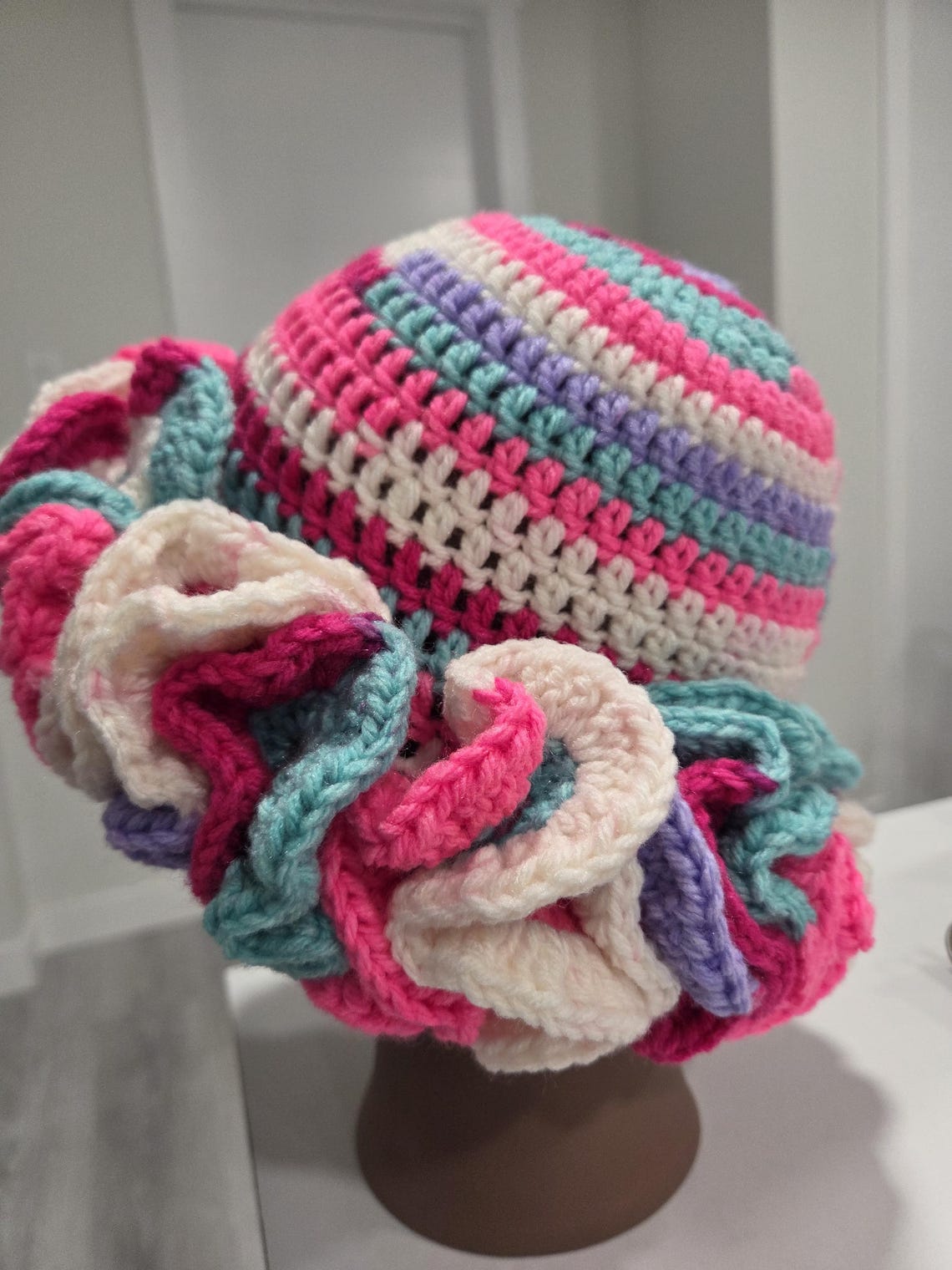 Cotton Candy Crochet Ruffle Hat Etsy