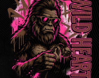 Imagem PNG de Coração Selvagem do Pé Grande, Design de Sublimação de Grafite para o Dia dos Namorados, Amor Divertido pelo Pé Grande, Design de Camiseta de Arte Urbana para o Dia dos Namorados (Download Digital)