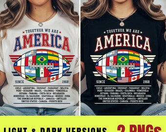 Juntos Somos a América PNG Design, Camiseta Pró-Imigrante PNG, Gráfico da Unidade Continental Americana, Anti-Gelo (Download Digital)