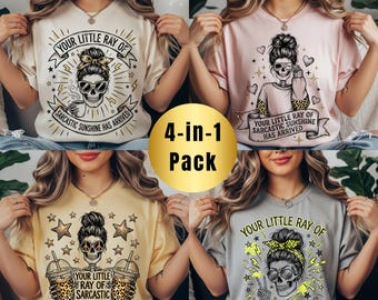 Seu pequeno raio de sol sarcástico PNG, Pacote Sarcástico de Garota Esqueleto, Frase Engraçada e Atrevida, Vida de Mãe ou Enfermeira Cansada PNG (Download Digital)