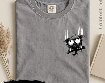 Funny Scratching Cat T-Shirt, Cute Crazy Cat Lover Gift, Hilarious Feline Claw Graphic Tee