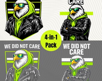 Não nos importamos com designs de futebol americano - Pacote com 4 unidades, óculos de sol estilosos do Seattle Seahawks com estética retrô em PNG, estilo streetwear moderno (download digital)