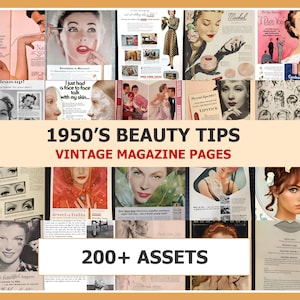Sidor från tidskriften Beauty Tips från 1950-talet | Vintage Ephemera (digital nedladdning) bild 1