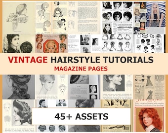 Vintage Hairstyle Magazine Page Collection | Antique Tutorials | Vintage Magazine Pages | Junk Journal | Scrapbook | Digital Download