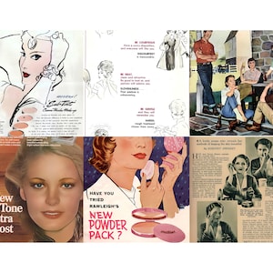 Sidor från tidskriften Beauty Tips från 1950-talet | Vintage Ephemera (digital nedladdning) bild 2