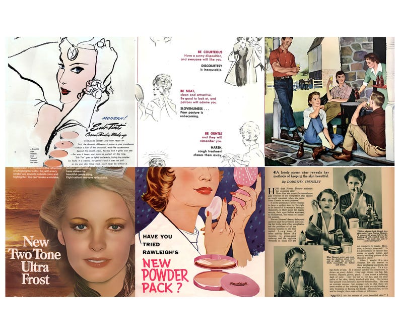 Sidor från tidskriften Beauty Tips från 1950-talet | Vintage Ephemera (digital nedladdning) bild 2