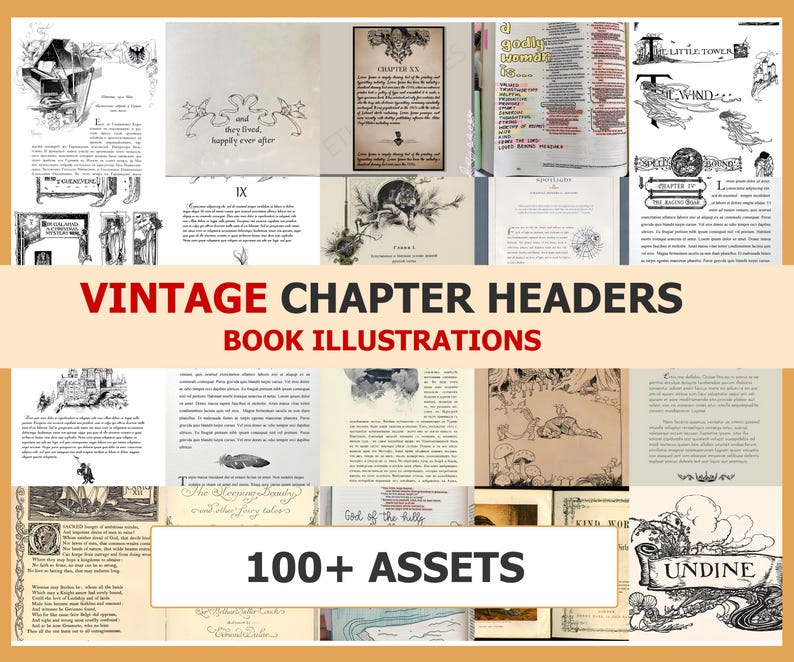 Vintage Book Illustrations | Chapter Headers, Junk Journal (digital) - Etsy