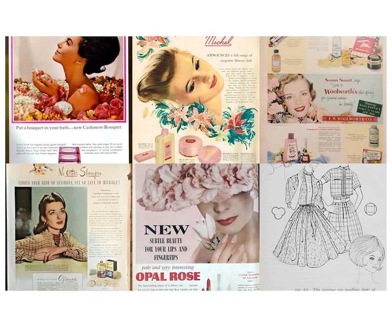 Sidor från tidskriften Beauty Tips från 1950-talet | Vintage Ephemera (digital nedladdning) bild 3