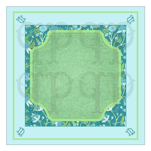 Monogrammed mahjong mat personalized game mat blue and green floral design custom mahjong table cover preppy gift for her game night decor