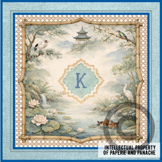 Lucky Pond Mahjong Mat Personalized Mahjong Mat Chinoiserie Watercolor Drake Inspired Mat Gatsby Inspired Mahjong Mat