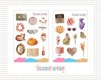 Sticker Sheet - Trinkets | journal stickers, planner stickers, scrapbook stickers, journaling, bullet journal stickers, decorative stickers