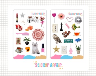 Sticker Sheet - Trinkets | journal stickers, planner stickers, scrapbook stickers, journaling, bullet journal stickers, decorative stickers