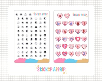Stickervel - alfabet | dagboekstickers, plannerstickers, plakboekstickers, journaling, bulletjournalstickers, decoratieve stickers