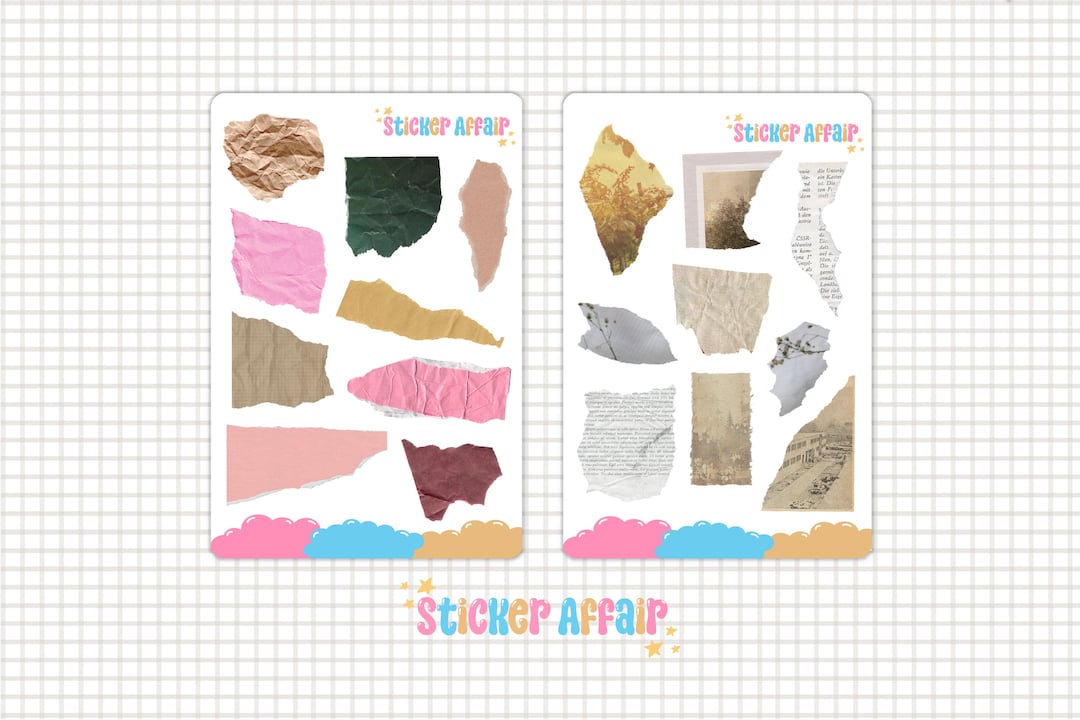 Amazon Red Sticker Ripped Ripped Paper Stickers | Ripped Planner Stickers | Journal Stickers ...
