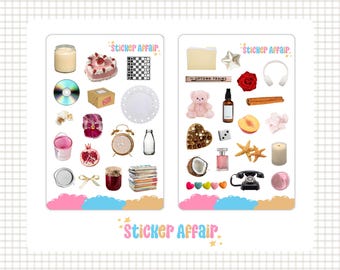 Sticker Sheet - Trinkets | journal stickers, planner stickers, scrapbook stickers, journaling, bullet journal stickers, decorative stickers