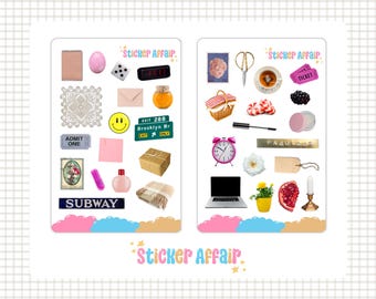 Sticker Sheet - Trinkets | journal stickers, planner stickers, scrapbook stickers, journaling, bullet journal stickers, decorative stickers
