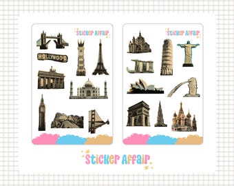 Sticker Sheet - Travel | journal stickers, planner stickers, scrapbook stickers, journaling, bullet journal stickers, decorative stickers