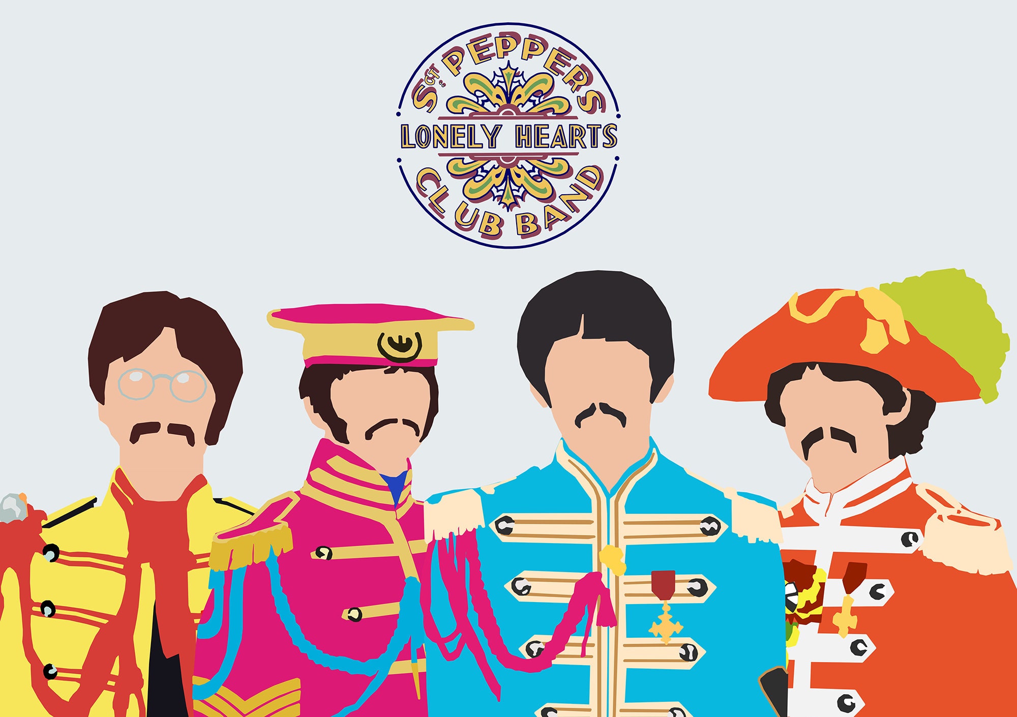 Beatles Print Poster Sgt Pepper Lonely Hearts Club Wall Art