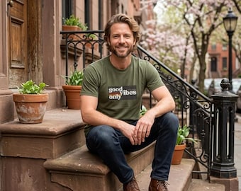 Camiseta Retro Good Vibes Only, Camiseta minimalista con eslogan positivo, Camiseta casual unisex