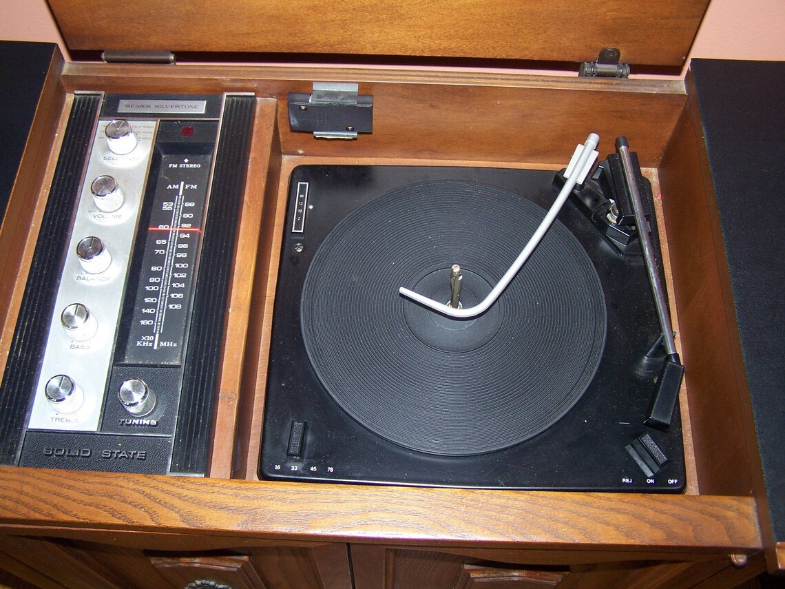 Vintage Used 1960's Sears Silvertone Stereo Console For Etsy