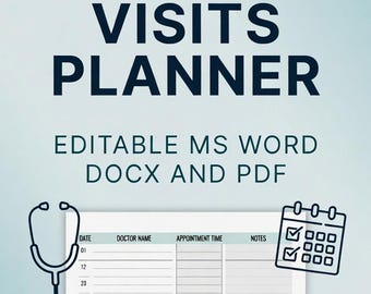 Plantilla editable de planificador de visitas médicas en MS Word y PDF