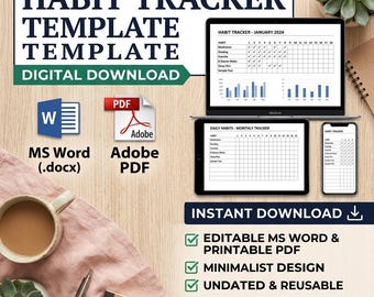 Plantilla de registro de hábitos en MS Word y PDF