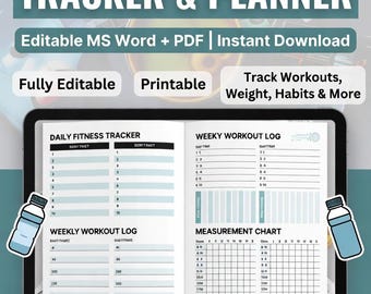 Plantilla editable para rastreador/planificador de actividad física (Word y PDF)