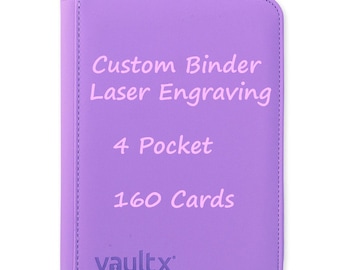 Custom Laser Engraved Vaultx 4 Pocket Binder • 160 Card Capacity • 4 Colors