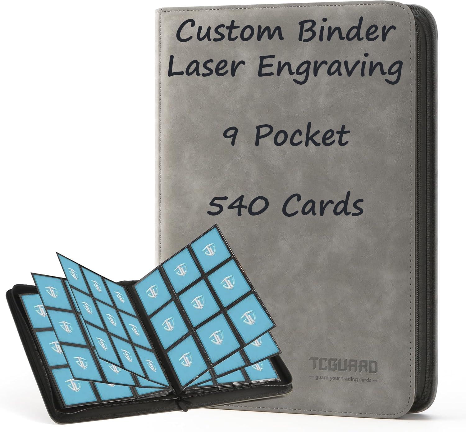 Custom Laser Engraved TCGuard 9 Pocket Binder  540 Card Capacity  5 Colors
