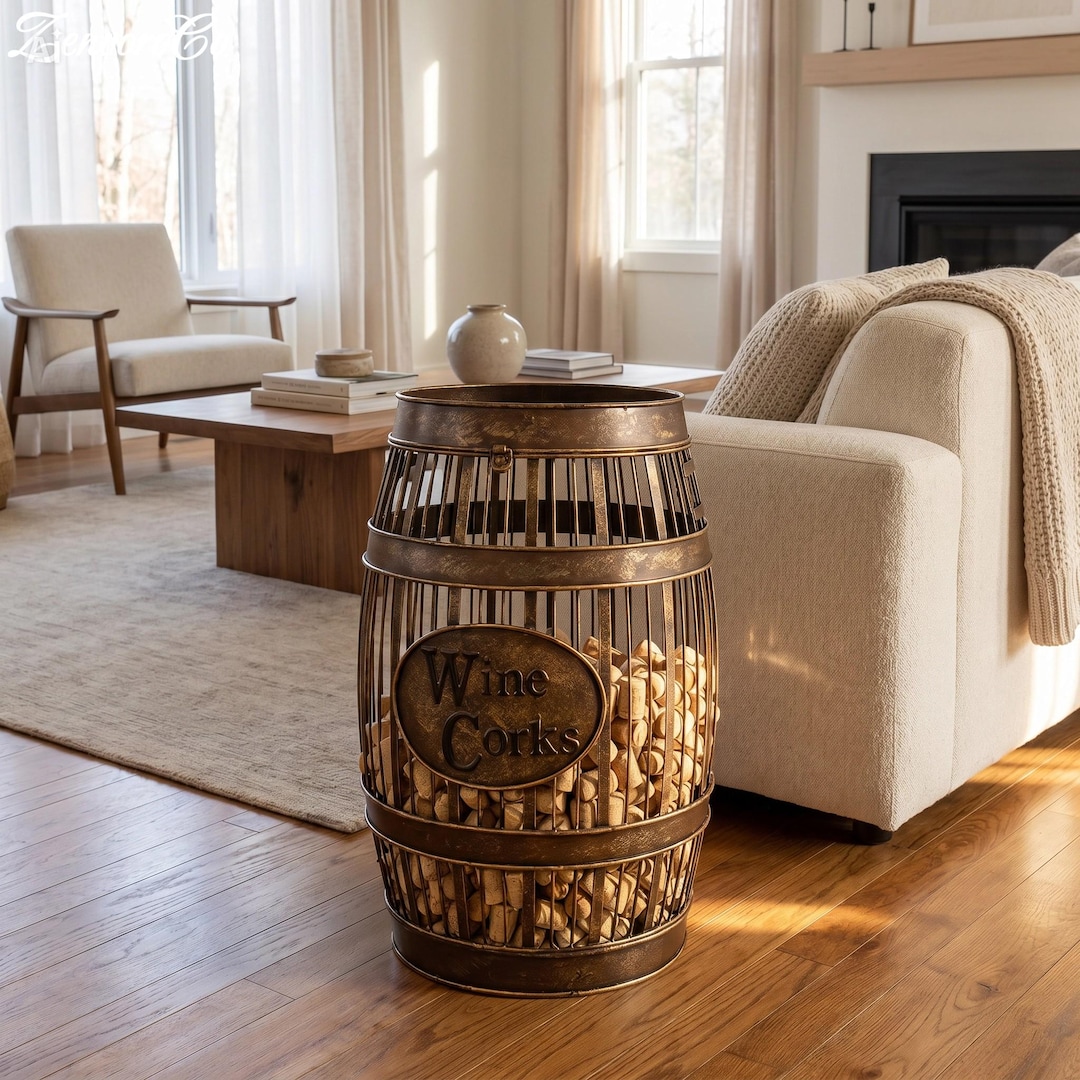 Wine Barrel Cork Catcher Table – Rustic Accent Table With Built-in Cork ...