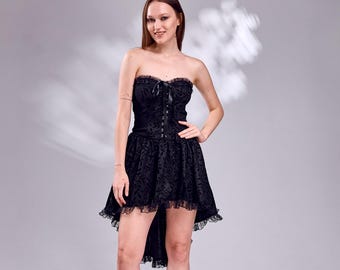 Gothic Black Corset Lace Dress  Alternative Punk Mini Dress  Dark  Academia Gothic Outfit  Witchy Skater Dress  Gothic Clothing for Women -  Etsy