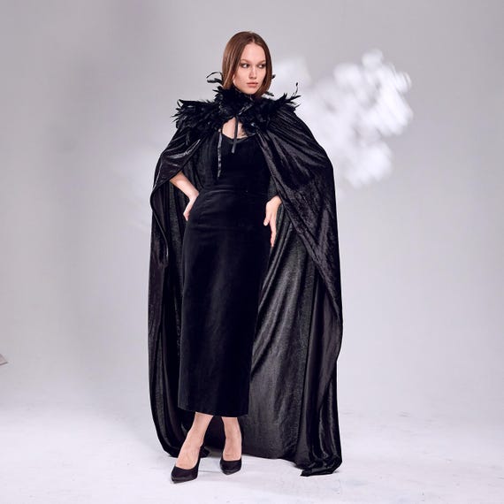 Gothic Feather Cape, Black Feather Cape, Feather Capelet  display picture 2