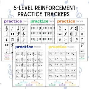 5-stufiger Klavier-Übungs-Tracker | Theorie Verstärkung Übungssystem | Ressourcen für Klavierlehrer | Übungsfortschritts-Tracker für Schüler