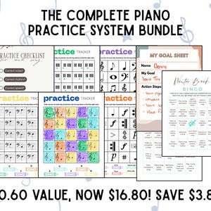 Pianooefenbundel | Oefentracker, doelenblad en checklist | Afdrukbare items voor pianostudio